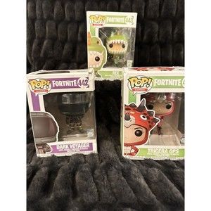 Lot 3 Funko Pop! Fortnite Dark Voyager Rex Tricera Ops 442,443, 462
